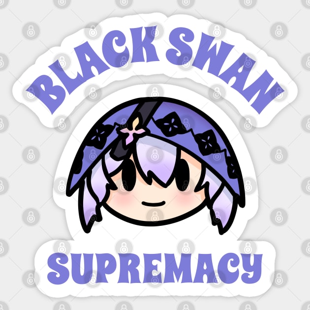 Honkai star rail black swan chibi supremacy typography game text | Morcaworks Sticker by Oricca